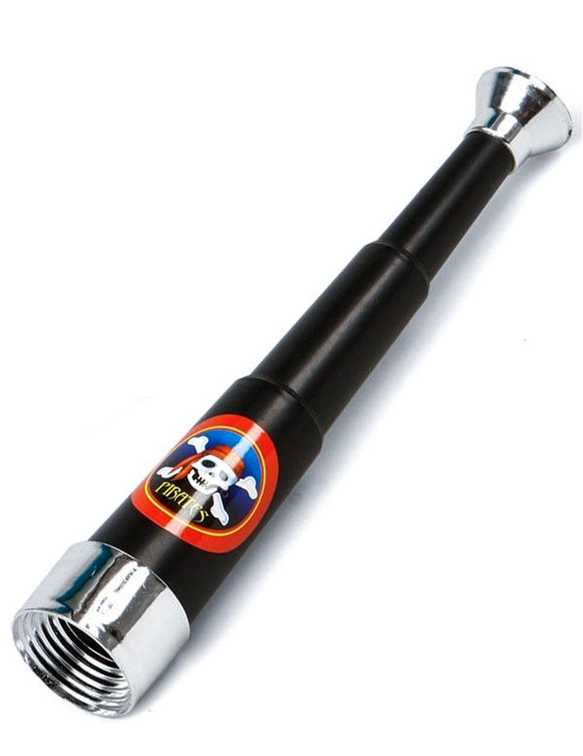 Longue-vue pirate pour enfant noire et argentée avec motif tête de mort