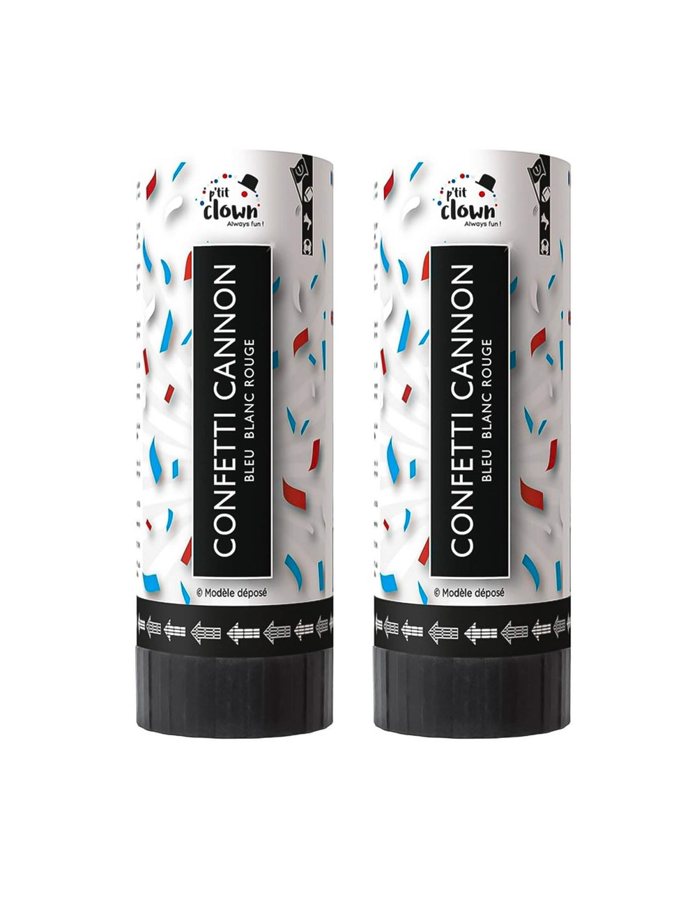 Lot de 2 canons à confettis France pour supporter bleu blanc rouge