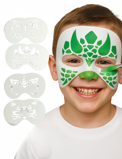 Комплект от 4 шаблона за рисуване на лица с животни за деца