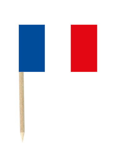 Lot de 50 drapeaux mini-piques France pour cocktail bleu blanc rouge