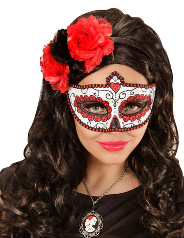 Червено цветно вълк възрастен възрастен Dia de los Muertos