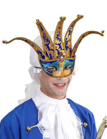 Възрастен син и златен венециански вълк вълк със звънци