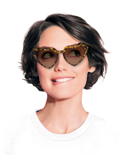 Lunettes vintage cœur pour adulte léopard