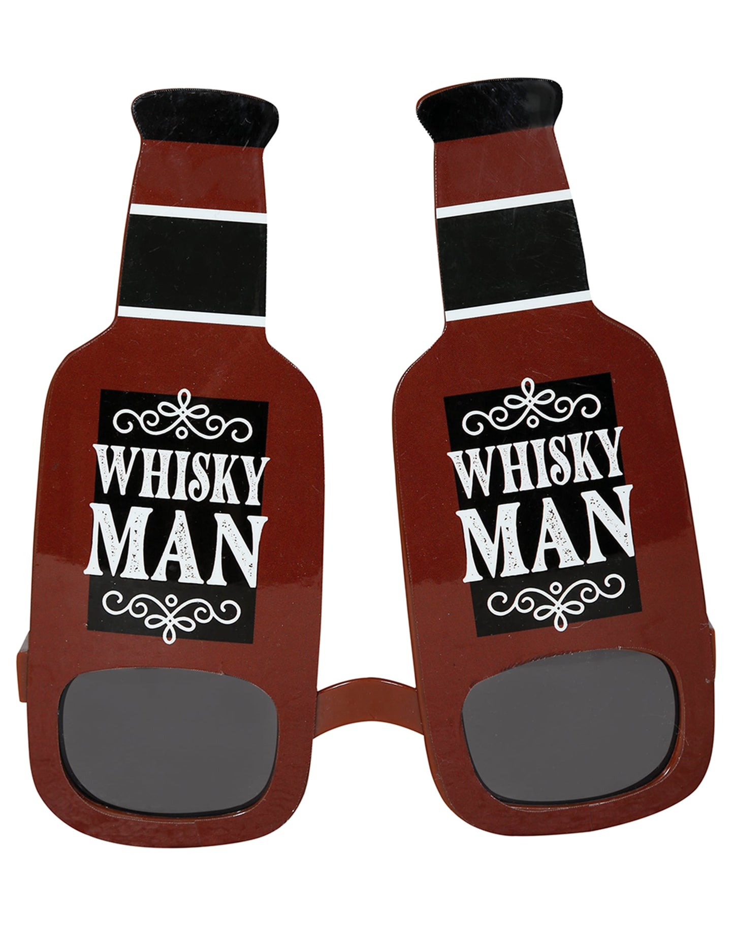 Vue de face des lunettes bouteilles de whisky pour adulte