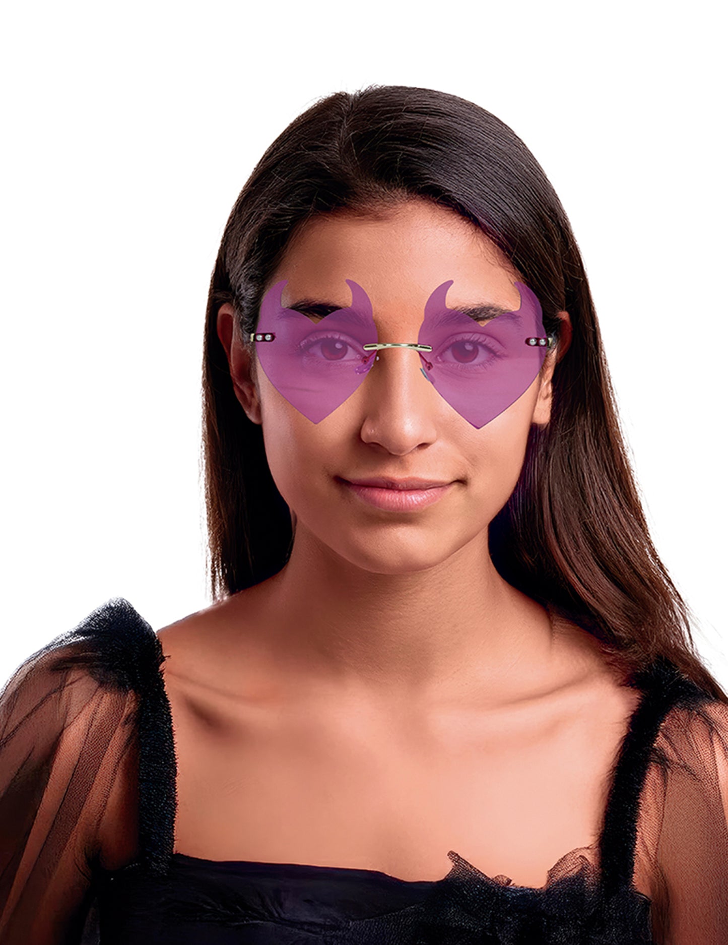 Очила за възрастни с лилави демонични сърца