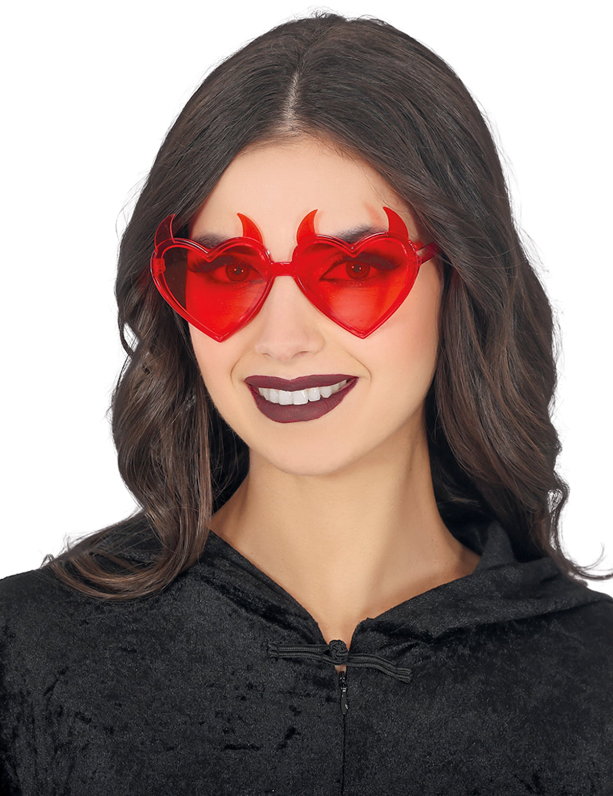Lunettes cœurs diaboliques pour adulte rouges