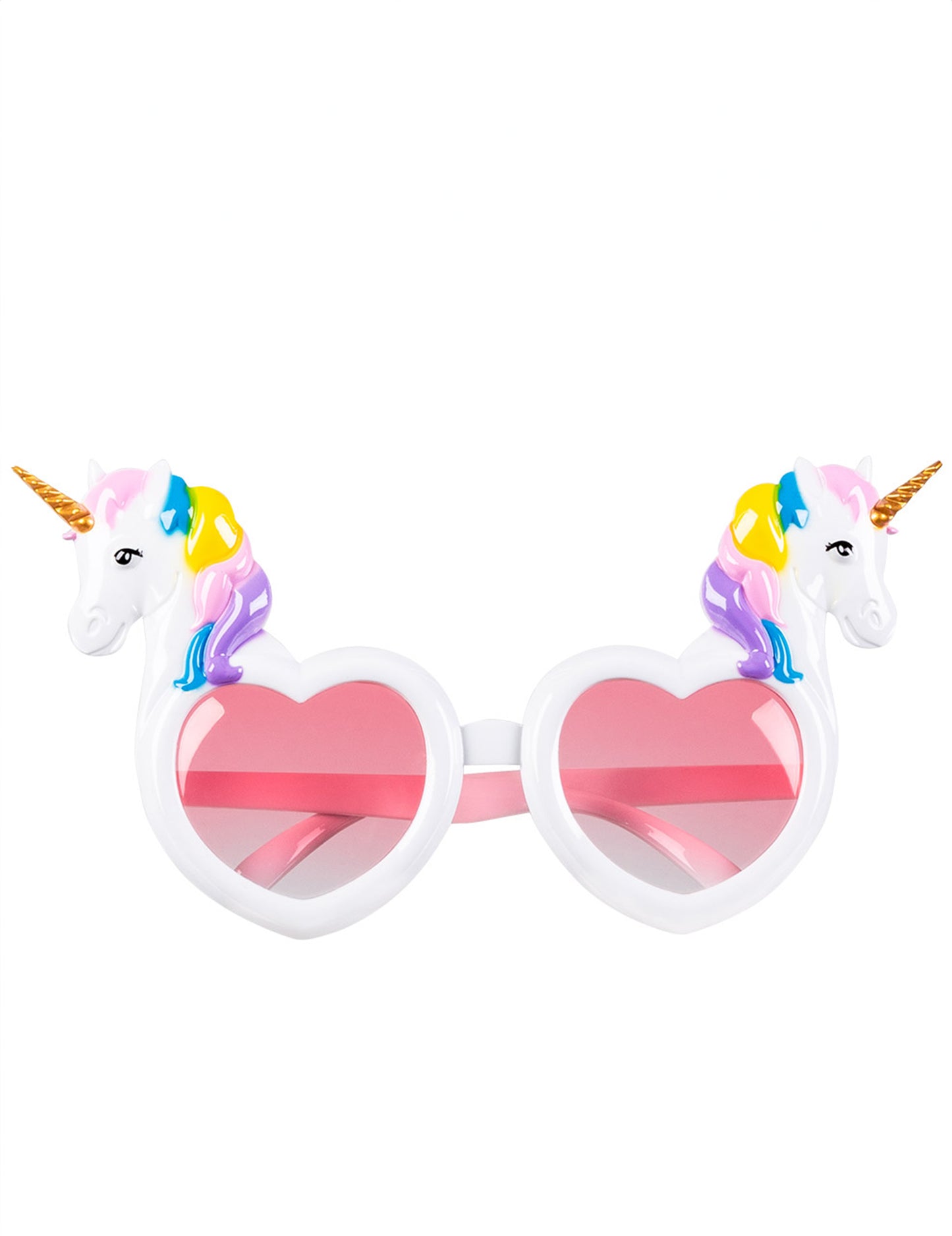 Vue de face des lunettes coeurs avec licornes