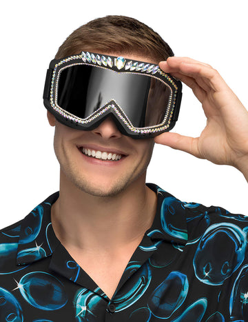 Черни ски очила с кристали за възрастни