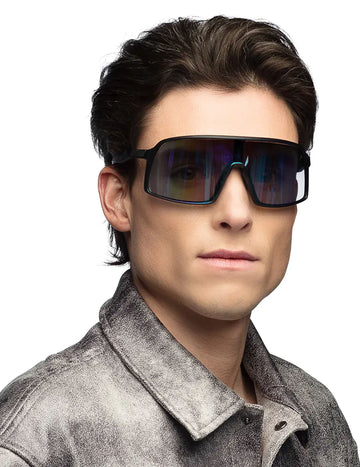 Lunettes de festival à reflets pour adulte noires à verres irisés