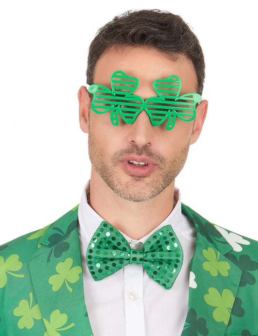 Lunettes humoristiques trèfles Saint-Patrick pour adulte verts