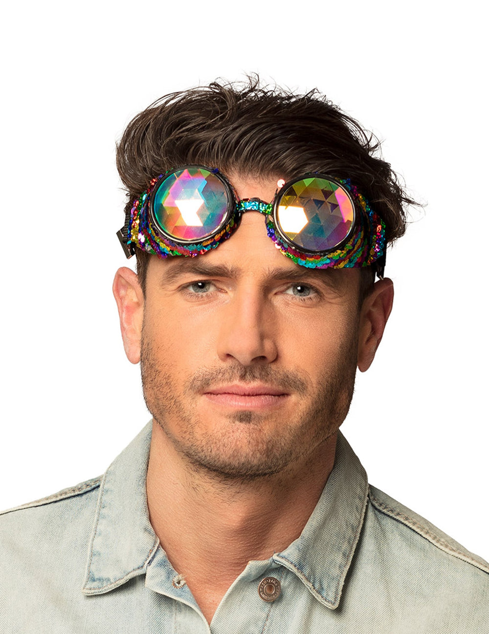 Vue de face des lunettes party arc-en-ciel