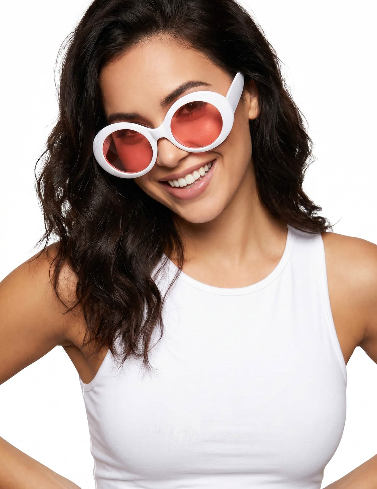 Lunettes rondes blanches plastique adulte