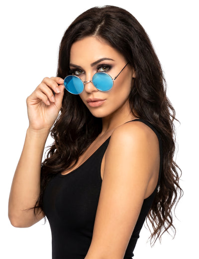 Lunettes rondes bleues de hippie adulte