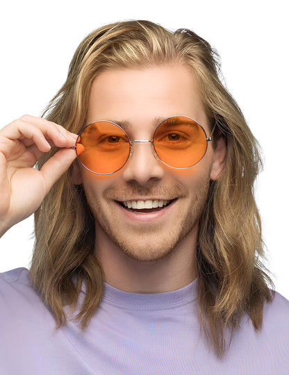 Гигантски кръгли оранжеви хипи очила