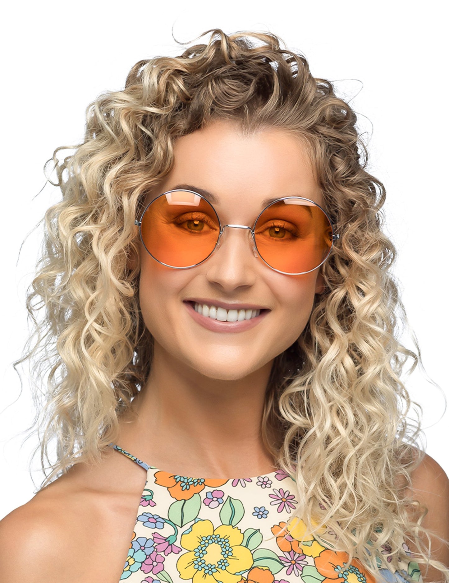 Гигантски кръгли оранжеви хипи очила