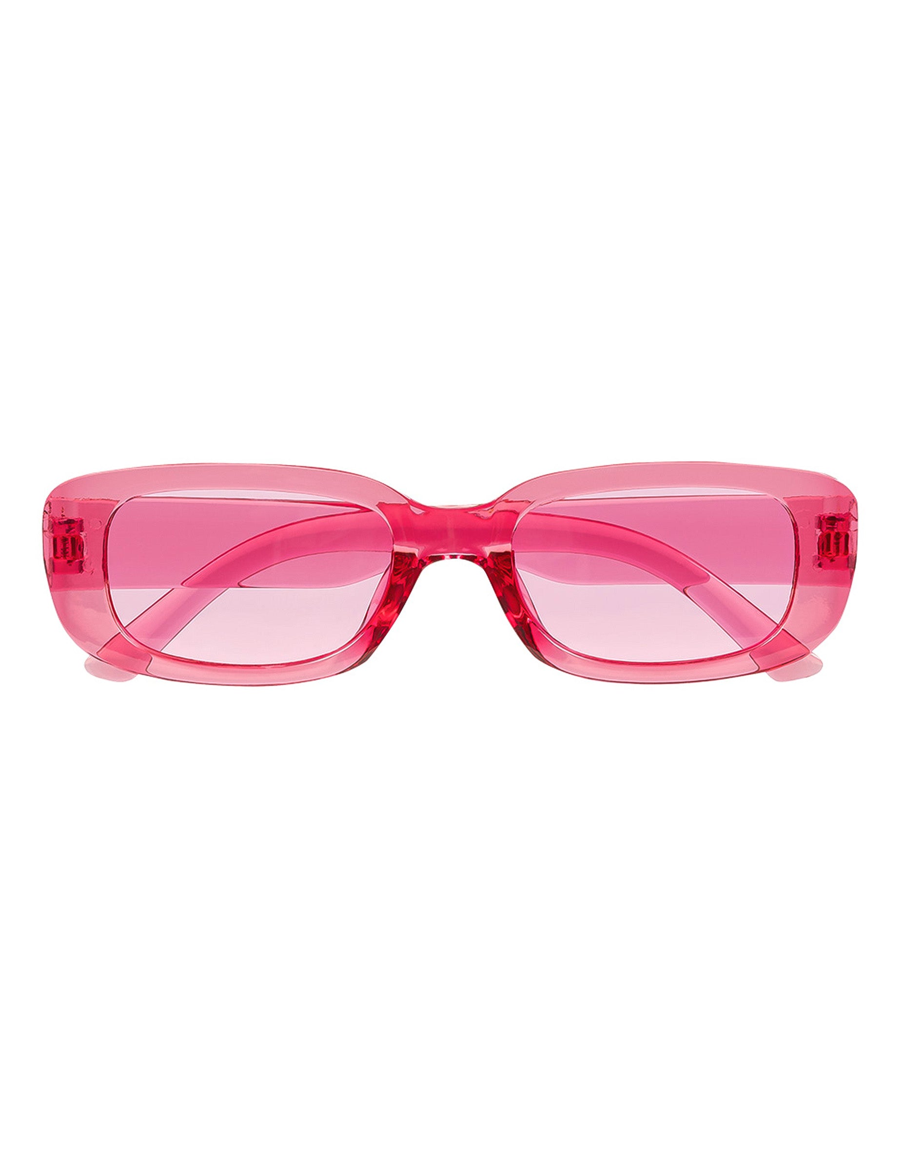 Vue de face des lunettes roses transparentes pour adulte turn off