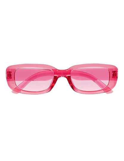 Vue de face des lunettes roses transparentes pour adulte turn off