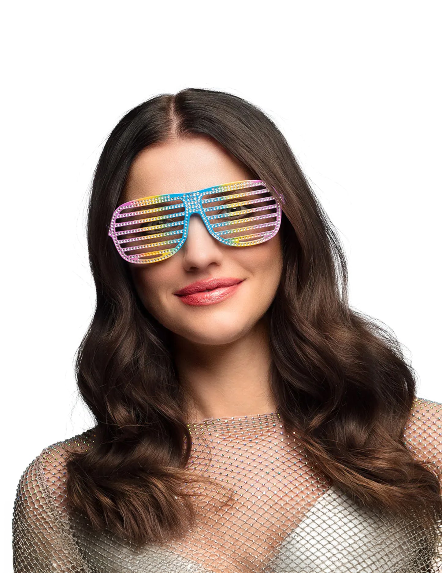 Lunettes striées arc-en-ciel pour adulte multicolore à strass
