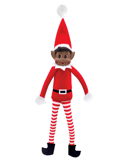 Lutin farceur Pimpon pour garçon rouge et blanc avec jambes rayées et peau mate