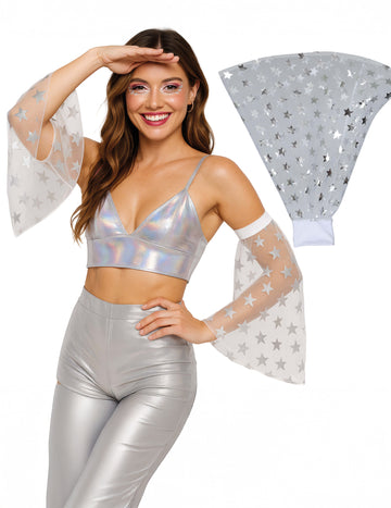 Диско маншети със сребристи звезди 