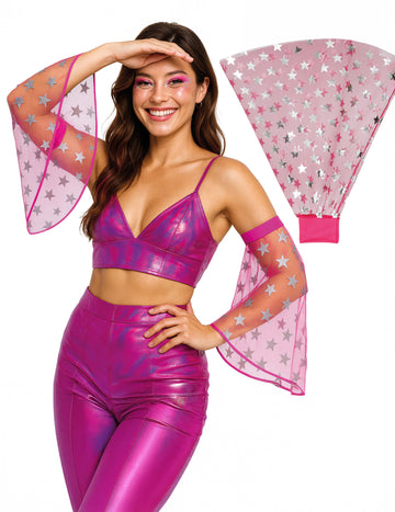 Диско маншети с розови звезди 