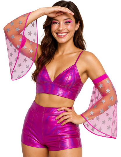 Диско маншети с розови звезди 