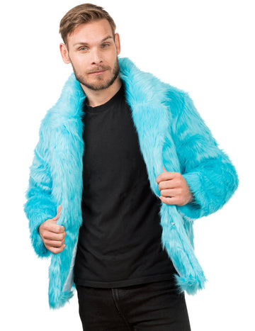 Възрастно синьо кожено палто