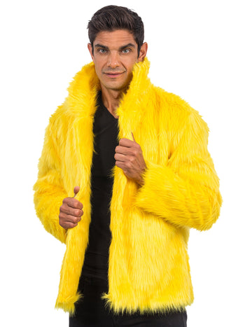 Възрастен жълто изкушено кожено палто