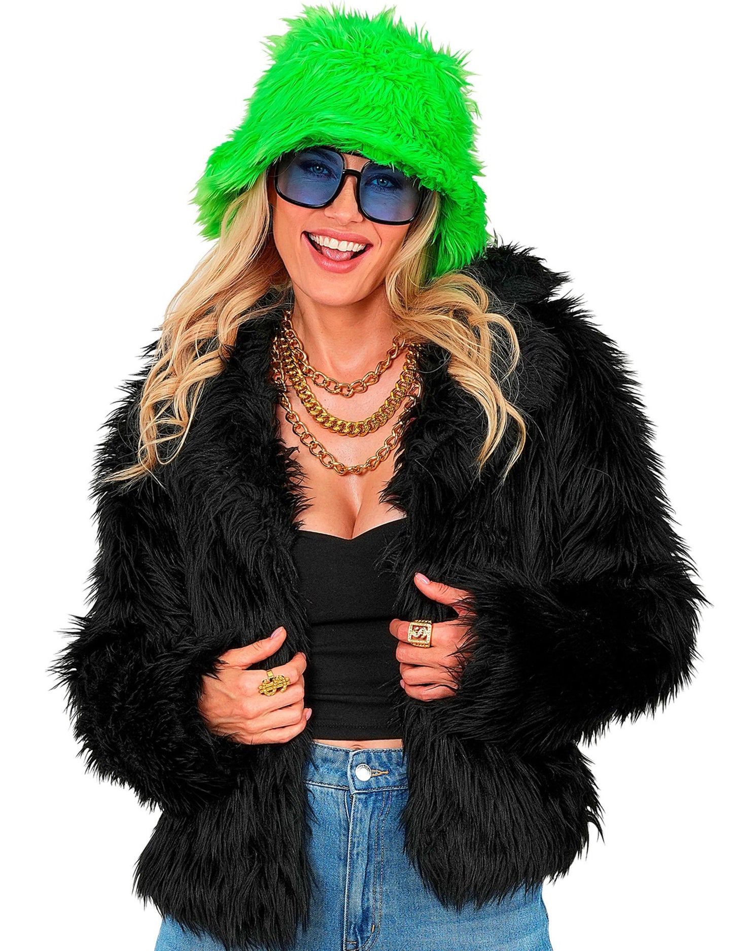 Черно палто от изкуствена кожа за възрастни