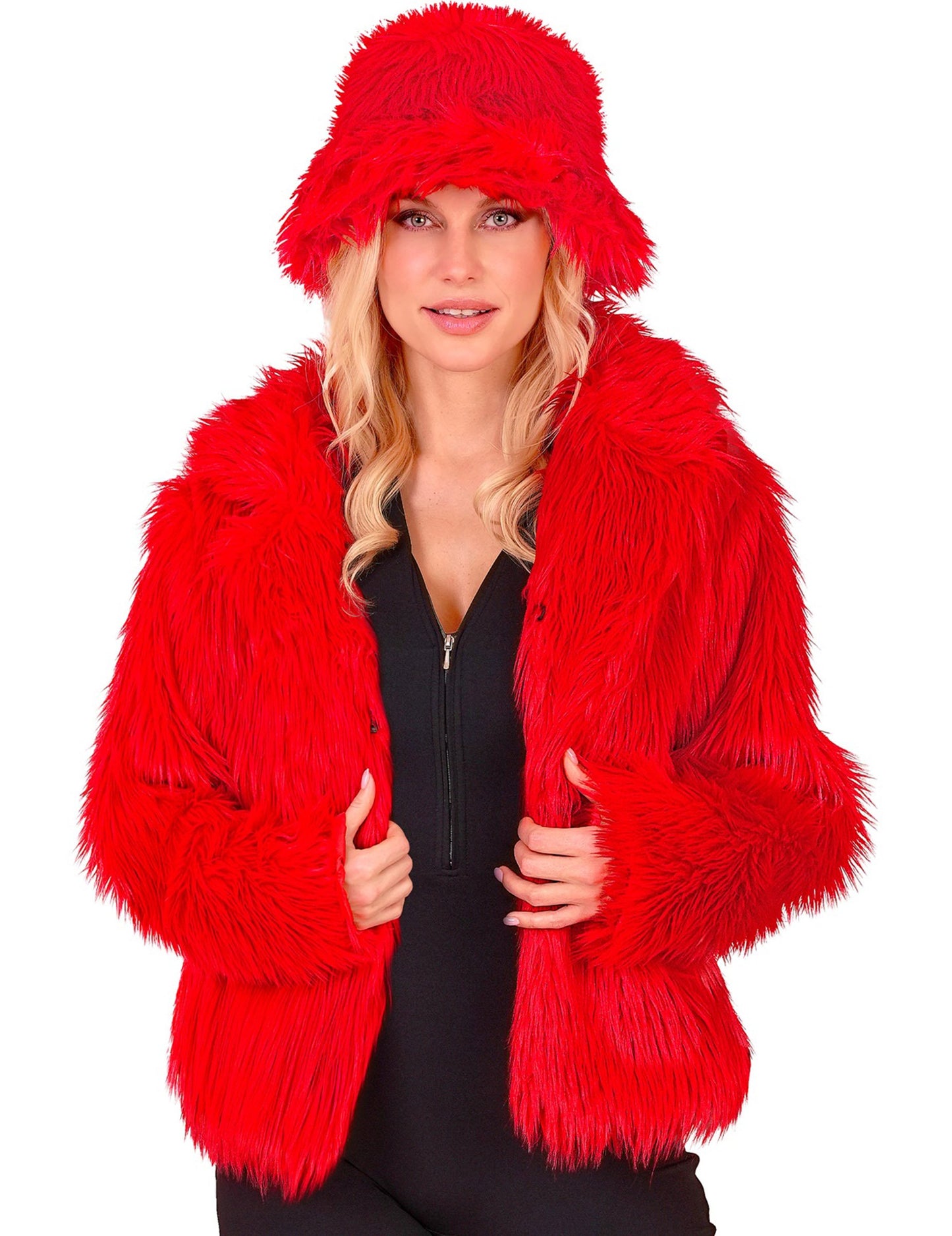 Червено палто от изкуствена кожа за възрастни