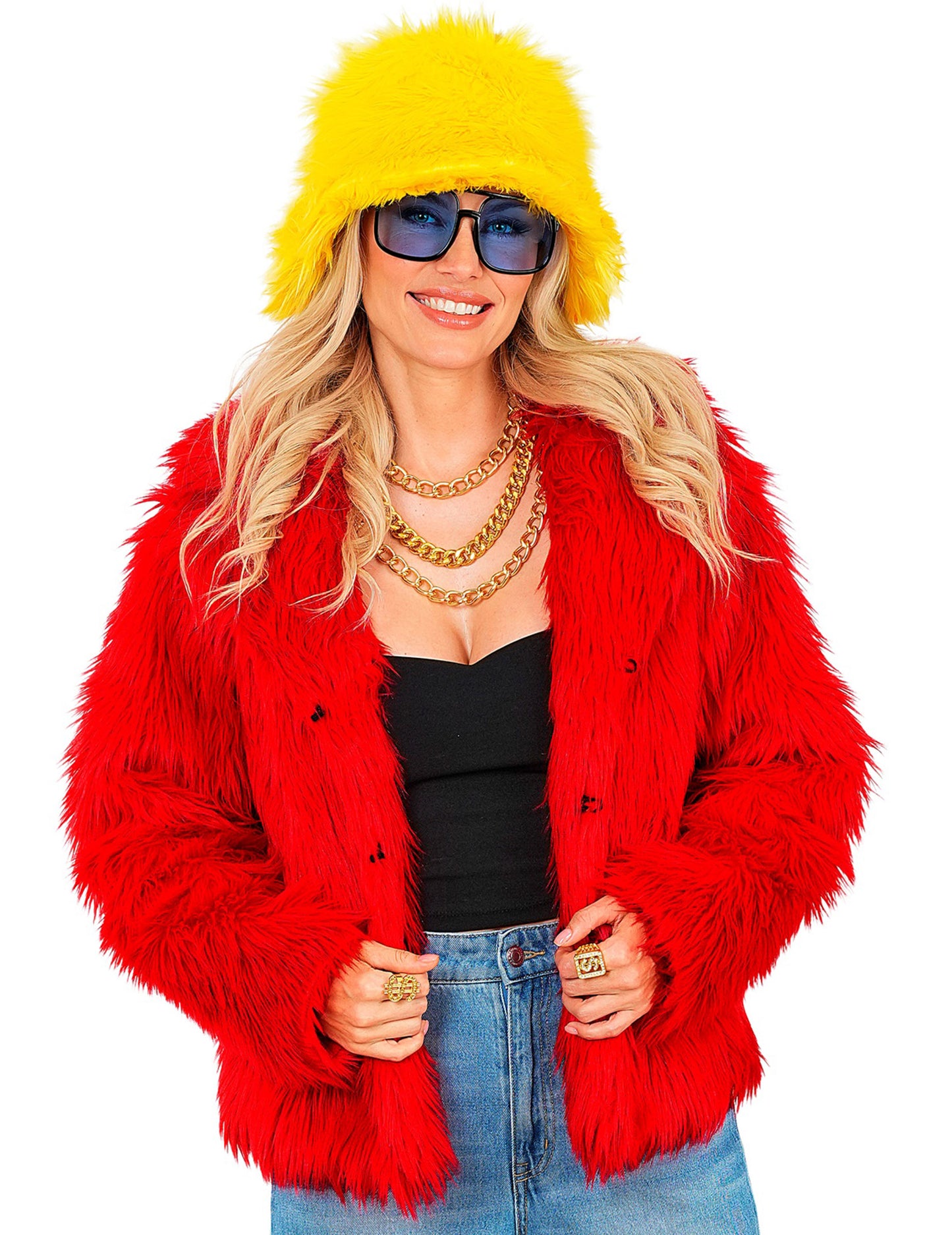 Червено палто от изкуствена кожа за възрастни