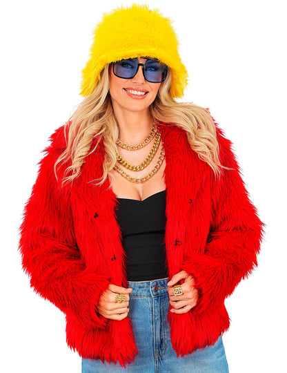 Червено палто от изкуствена кожа за възрастни