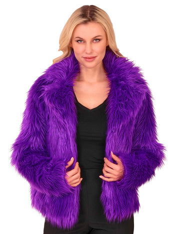 Manteau en fausse fourrure violet adulte