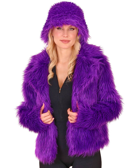 Лилаво палто от изкуствена кожа за възрастни