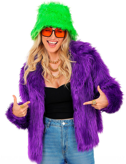 Лилаво палто от изкуствена кожа за възрастни