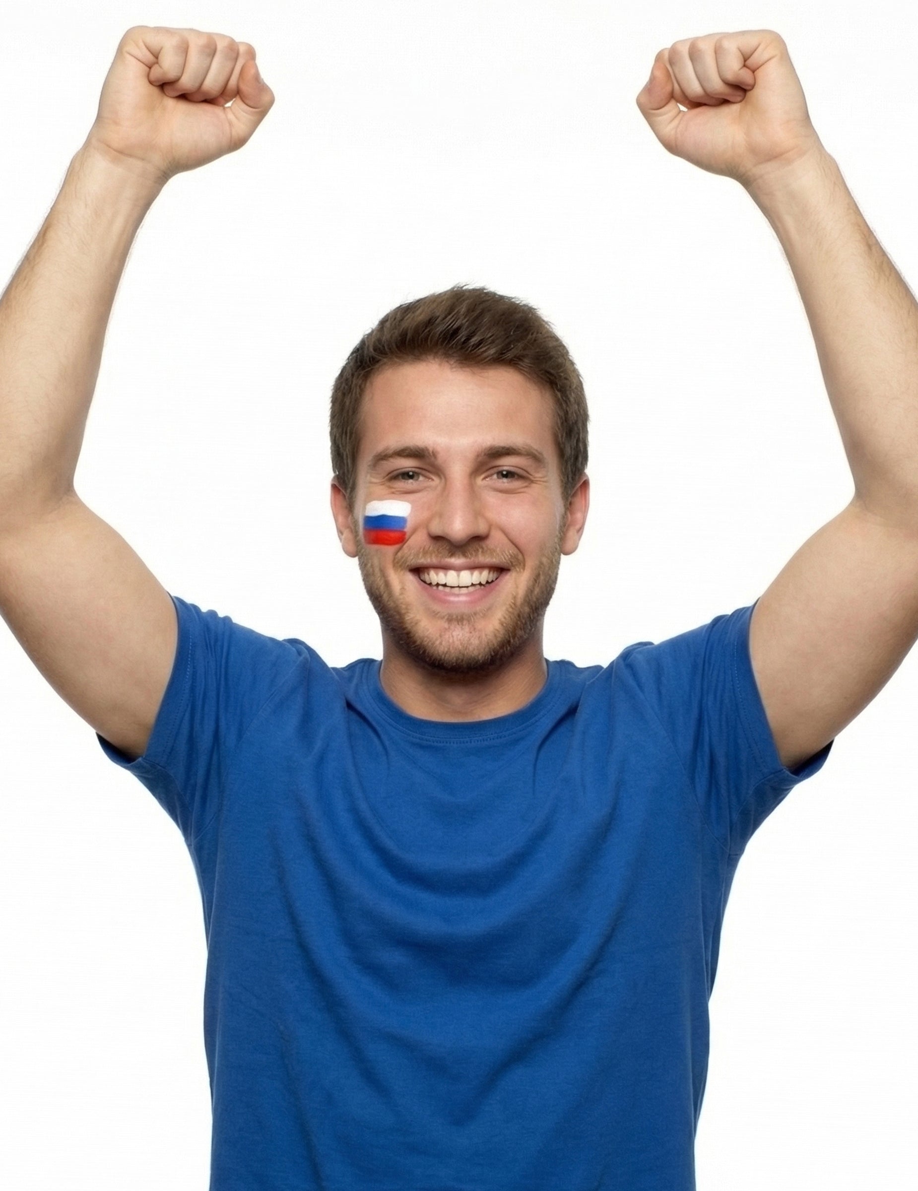Exemple d'utilisation sur un homme du maquillage supporter France