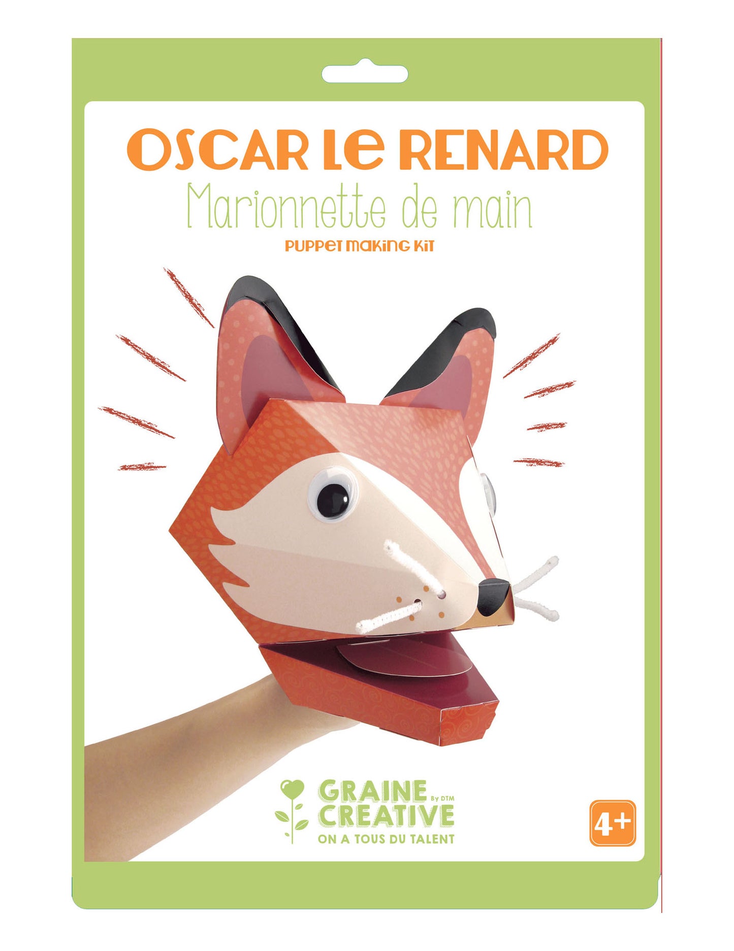 Картонена ръчна кукла Оскар лисицата 20.5 x 29 cm комплект за сглобяване