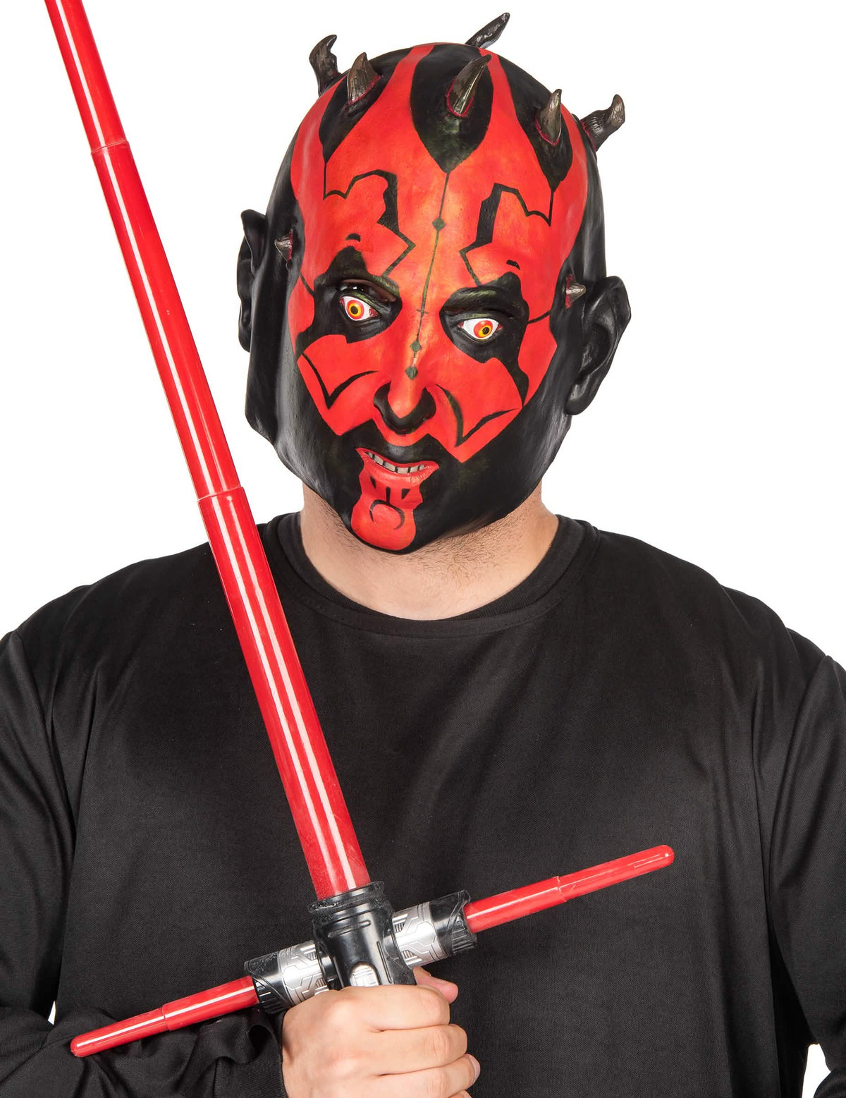 Маска 3/4 Darth Maul Star Wars за възрастен червен и черен с рога