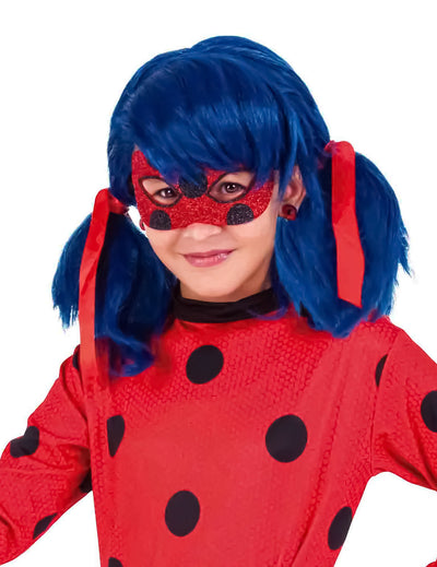 Masque brillant Ladybug pour enfant rouge à pois noirs pailleté