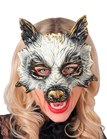 Възрастен позлатен вълк маска