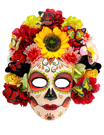 Маска за Деня на мъртвите с цветя и пеперуди (за възрастни)