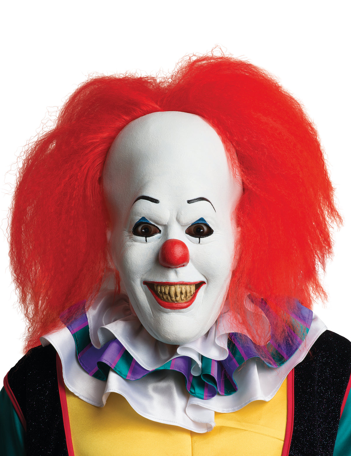 Masque en latex avec cheveux clown Ça™ pour adulte blanc et rouge