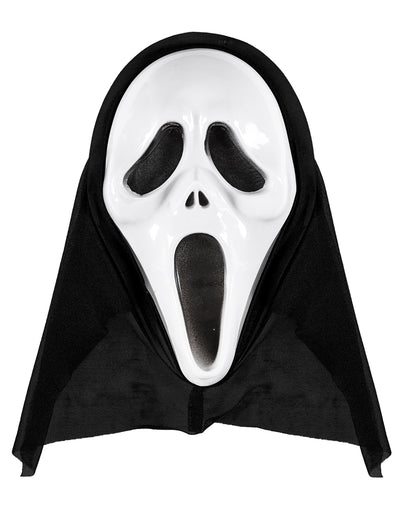 Masque fantôme tueur pour adulte blanc et noir avec cagoule