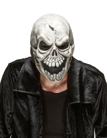 Masque latex crâne effrayant pour adulte blanc et gris
