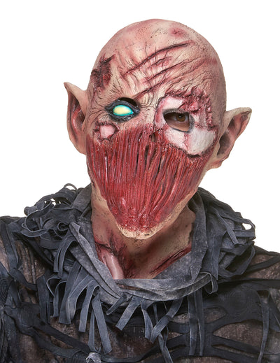 Masque latex démon hurleur pour adulte beige et rouge ensanglanté