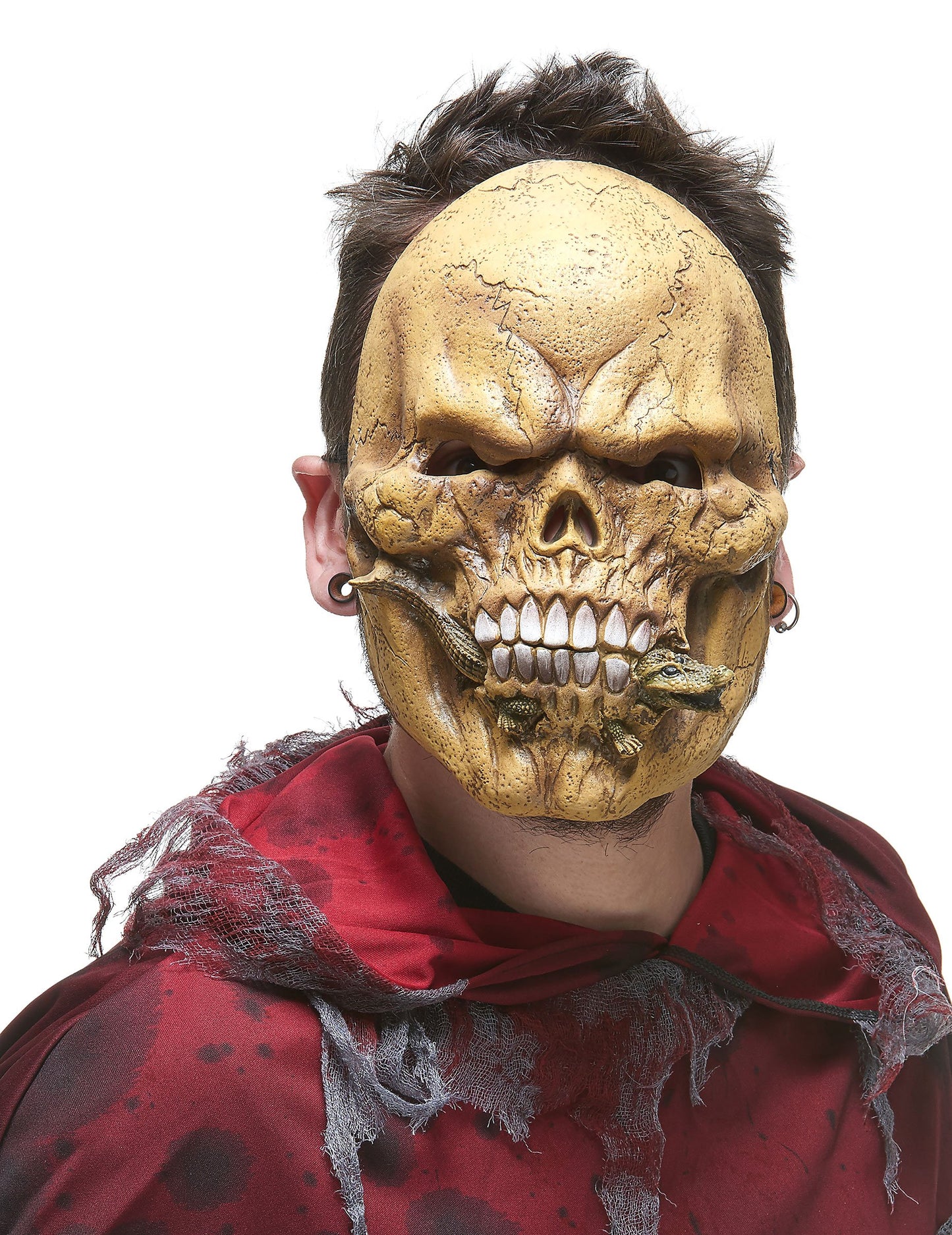 Vue de face du masque latex squelette mangeur de reptiles