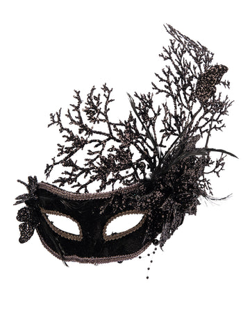 Черна маска с женски цветя