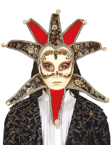 Венецианска маска за жена в червено и черно 