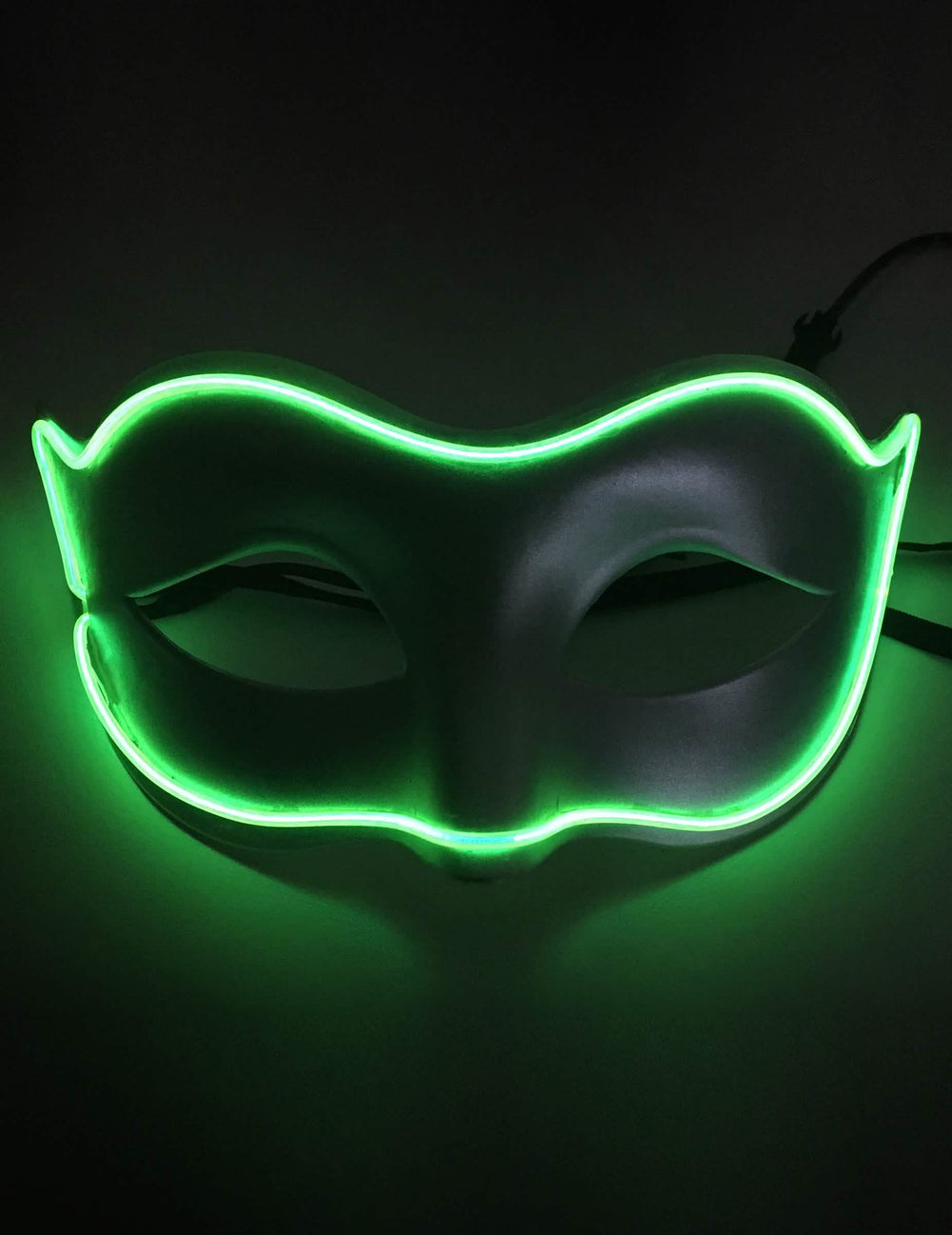 Masque vénitien néon LED pour adulte vert