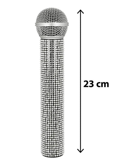 Микрофон със сребристи стрази 23 см